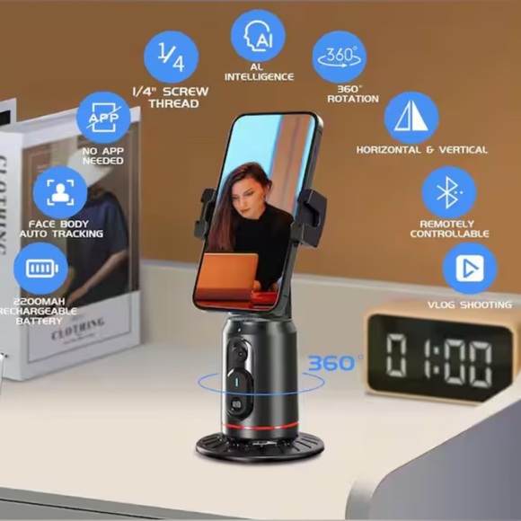 360° Auto Face Tracking Selfie Stick w/Tripod & Remote, NIB - Picture 4 of 13